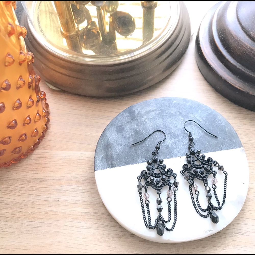 Vintage French Black Earrings